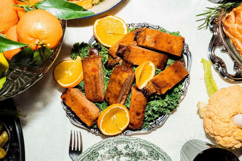 Orange and Whisky-Glazed Plant-Based Ribs