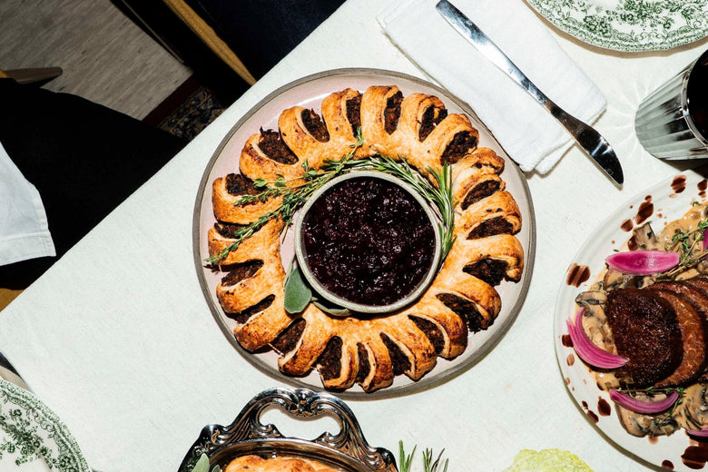 Festive Plant-Based Sausage Roll Wreath