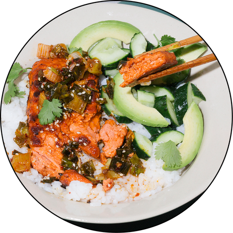 Salmon and Spicy Scallion Oil