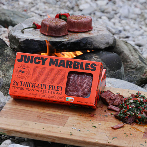 Juicy Marbles Earth Day - Stone Grilled Thick-Cut Filet with Red Peppers