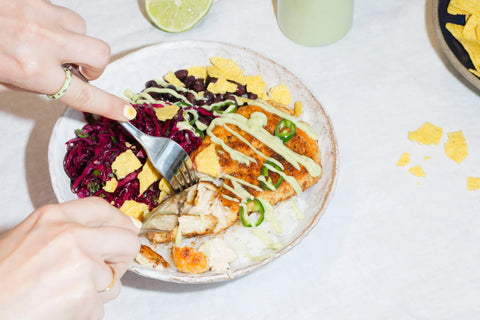 Plant-based cod fillet cooking detail