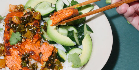 Plant-based salmon with flaky texture