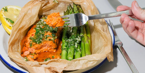 Kinda Salmon plated with vegetables